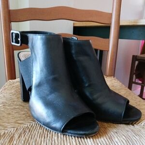 Vince Camuto Black Leather Peep Toe Heels